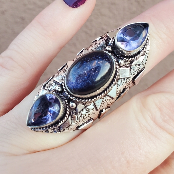New Sun Sitara and Amethyst 925 Silver Statement Ring. - Picture 5 of 13